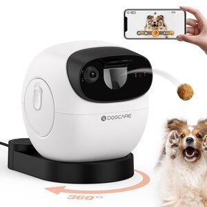 Smart Dog Treats Dispenser with 360° Rotating Camera